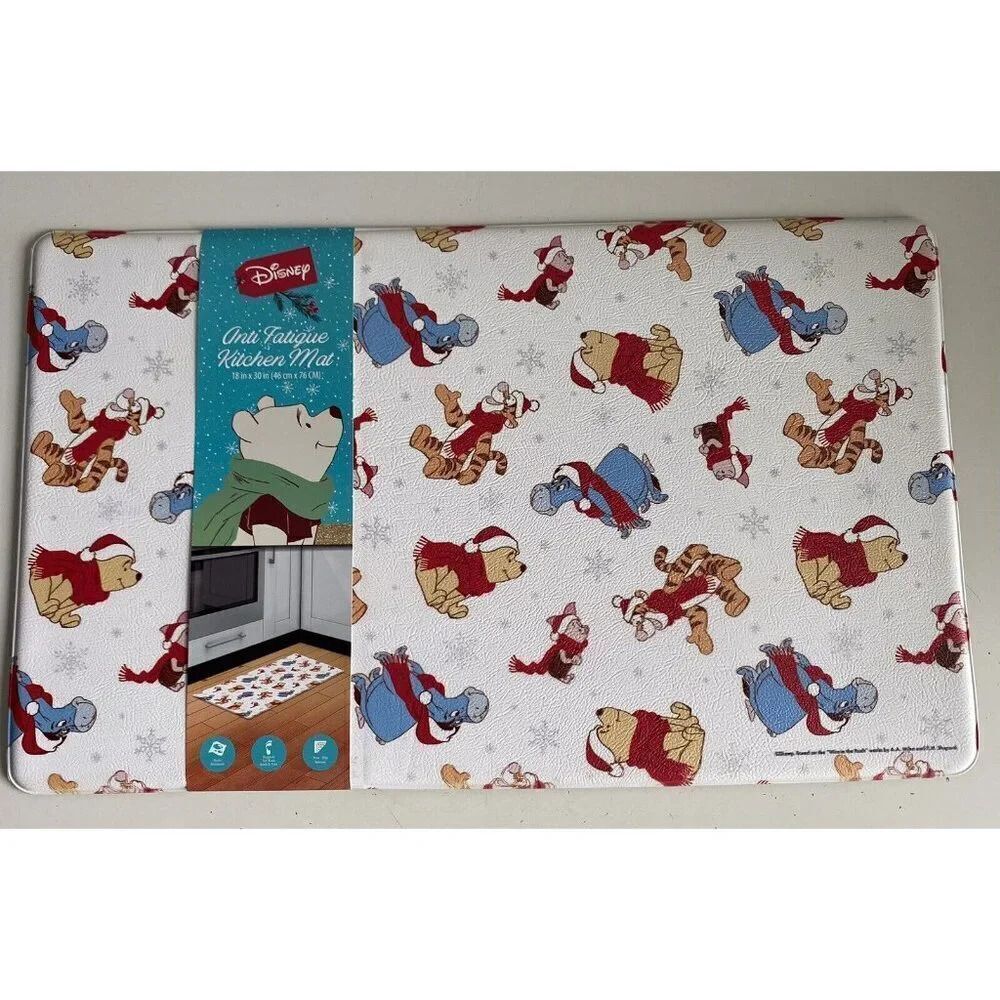 Disney Winnie The Pooh &‎ Friends Anti Fatigue Kitchen Mat Rug 18”x30” Christmas